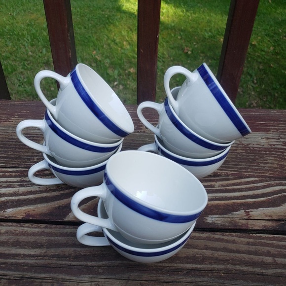 [8] Everyday Gibson Mug Set - Cobalt Blue Striped and Glazed - Picture 2 of 12